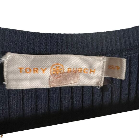 Tory Burch Navy Blue Sleeveless Pleated Knit Crewneck Midi Sweater Dress Size XS - Picture 8 of 13